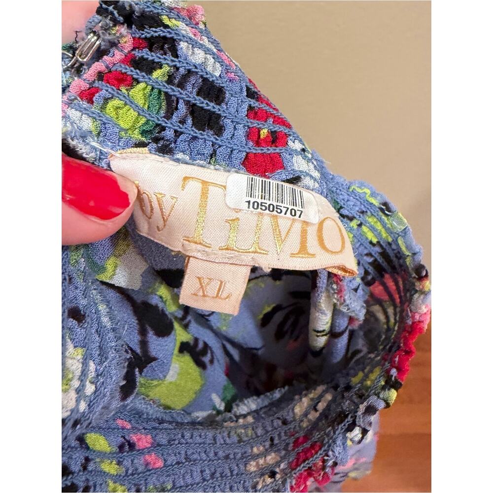 Tuckernuck byTiMo Floral Long-Sleeve Smocked Waist Dress in Lavender Blue XL - Picture 15 of 15